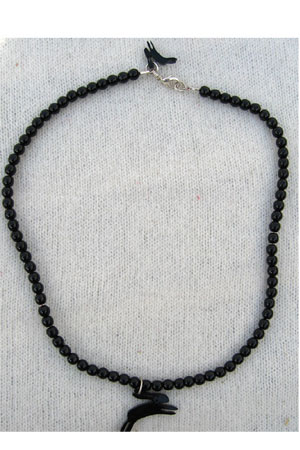 beaded black rabbit necklace
