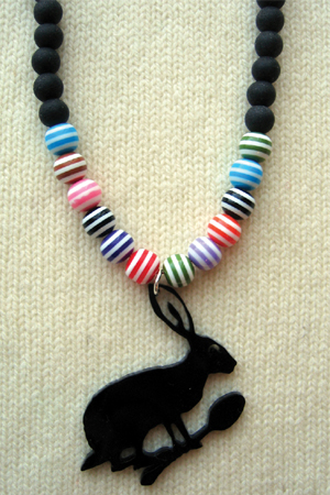 large stripe hare spoon necklace