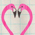 illustrated flamingos card