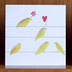 birds finches heart and flowers card