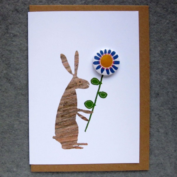rabbit badge greetings card