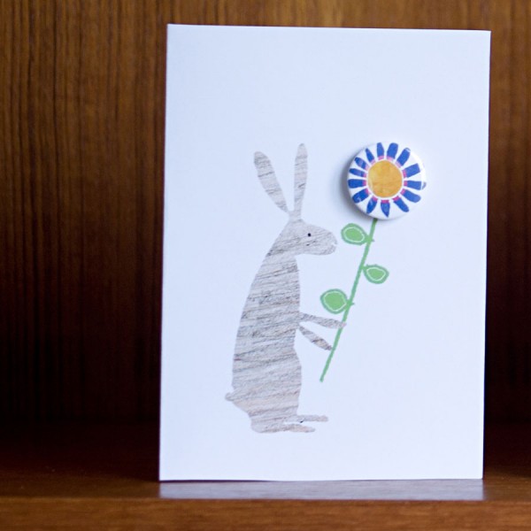 rabbit and flower valentines card