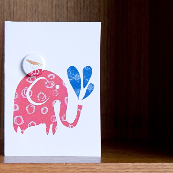 elephant and bird badge card