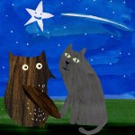 owl and cat illustrated card