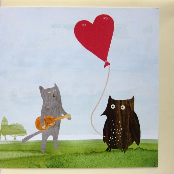 owl and pusscat greetings card