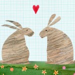 Illustrated rabbits anniversary card