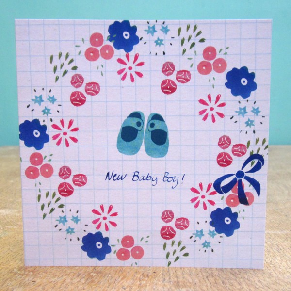 new baby boy flowers card by the black rabbit