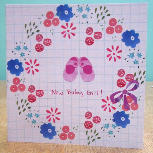 new baby girl flowers card by the black rabbit