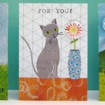 cat badge greetings card by the black rabbit