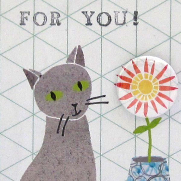 cat badge greetings card by the black rabbit