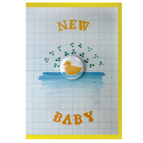 New baby duckling handmade badge greetings card by the black rabbit