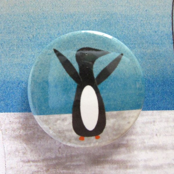 handmade badge greetings card penguins by the black rabbit