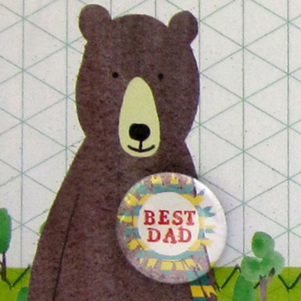 best dad bear fathers day handmade badge greetings card by the black rabbit