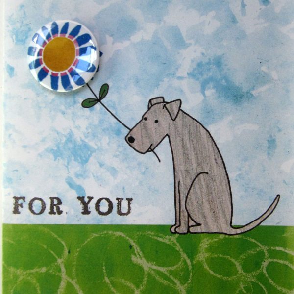 dog for you badge handmade greetings card by the black rabbit