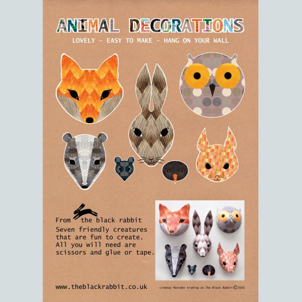 printed illustrated paper animals woodland decorations by the black rabbit