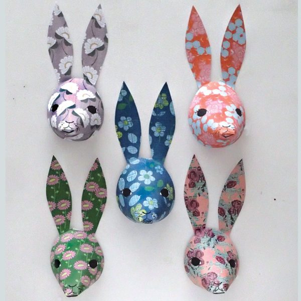 paper rabbit decorations floral print by the black rabbit