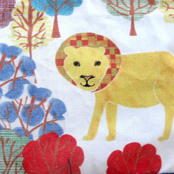 Lion printed zip wash bag handmade by the black rabbit