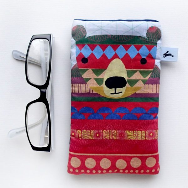 handmade pattern bear cat and owl glasses case by the black rabbit