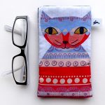 handmade pattern bear cat and owl glasses case by the black rabbit