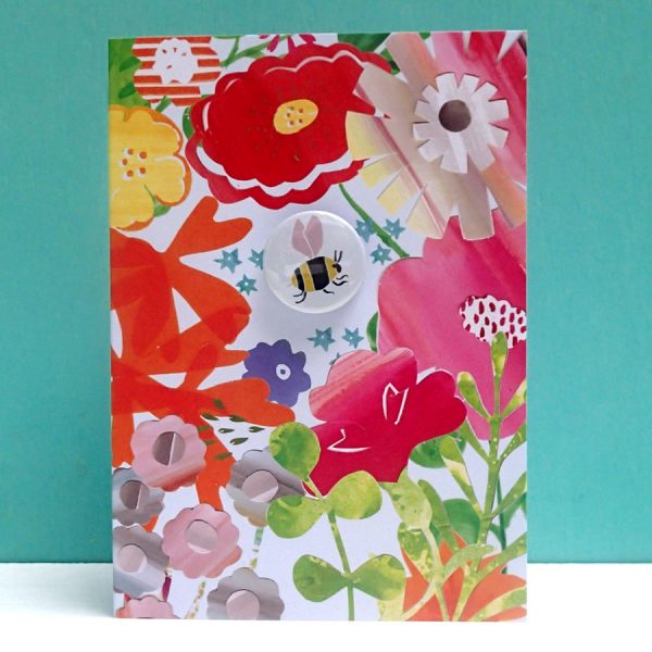bee and flowers badge card by the black rabbit