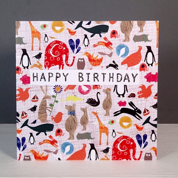 animals greetings card for children by the black rabbit