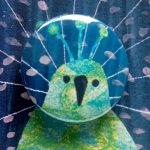 Peacock pin badge brithday greetings card by the black rabbit