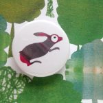 Green woodland handmade badge card by the black rabbit
