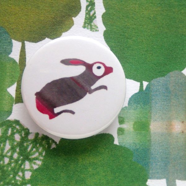 Green woodland handmade badge card by the black rabbit