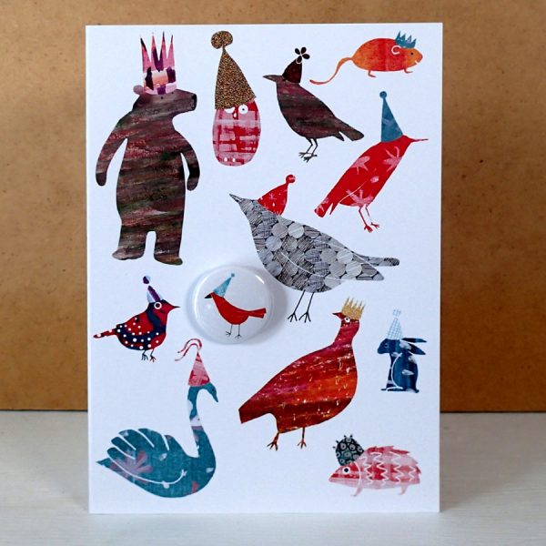 party hats badge greetings card by the black rabbit