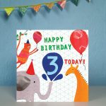birthday age 3 card by the black rabbit