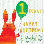 Age one first birthday card by The Black Rabbit