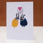 Heart pin badge greetings card by the black rabbit