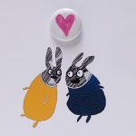 Heart pin badge greetings card by the black rabbit