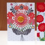 Flower lady floral badge greetings card by the black rabbit