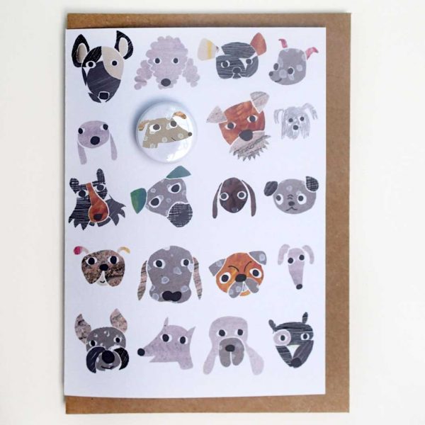 dogs pin badge greeting cards by the black rabbit