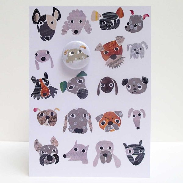dogs pin badge greeting cards by the black rabbit