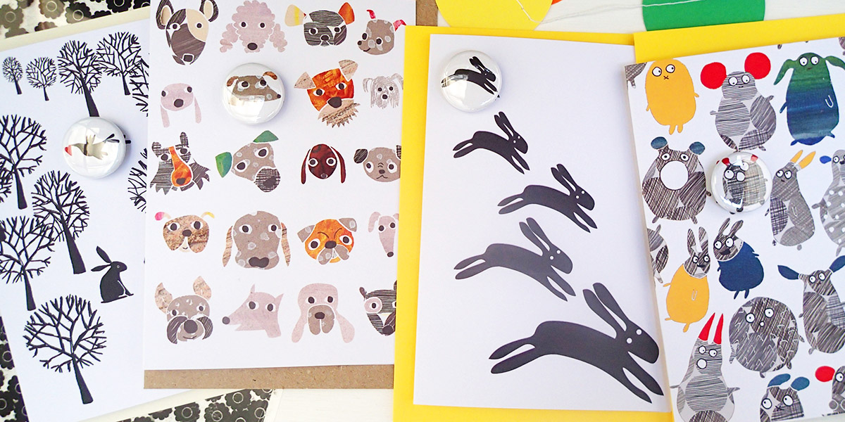 The Black Rabbit - Greeting cards with badges