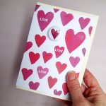 love hearts valentines anniversary badge card by the black rabbit