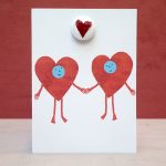 heart couple greeting card with pin badge