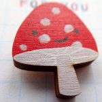 So Mushroom Birch Wood Pin Badge