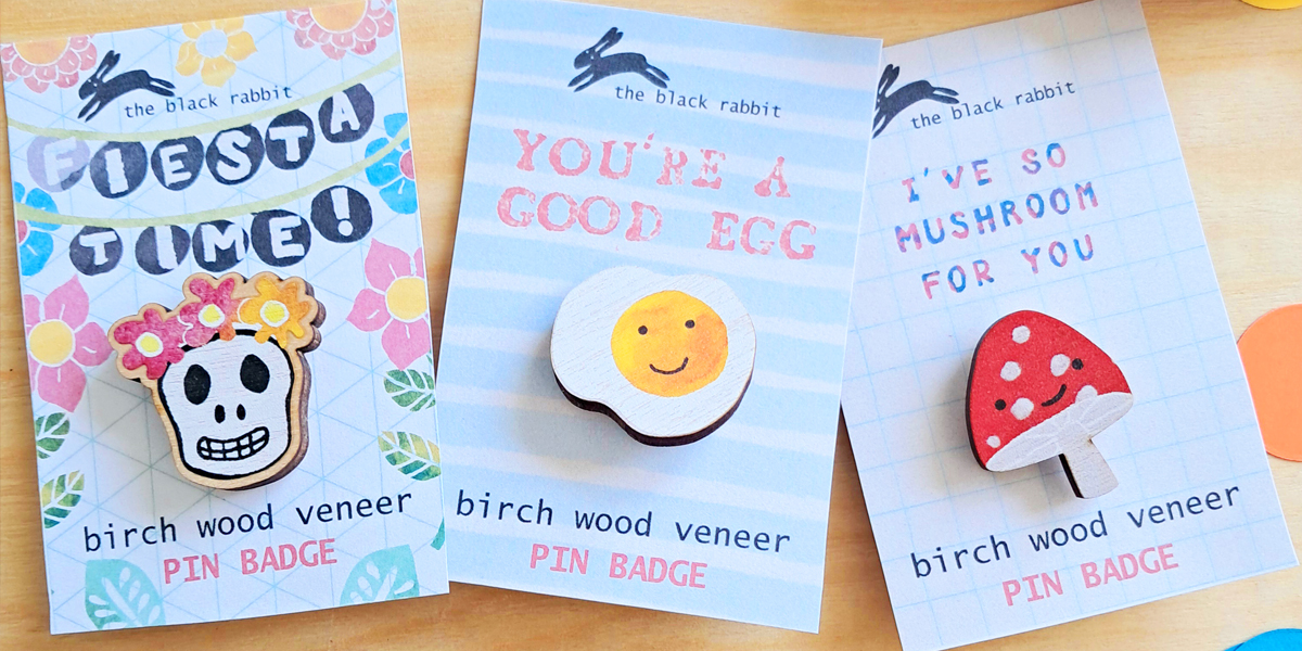 The Black Rabbit - Greeting cards with badges