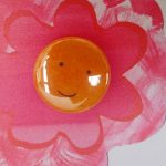 pin badge on a card with a pink flower, bloomin brilliant, by the black rabbit
