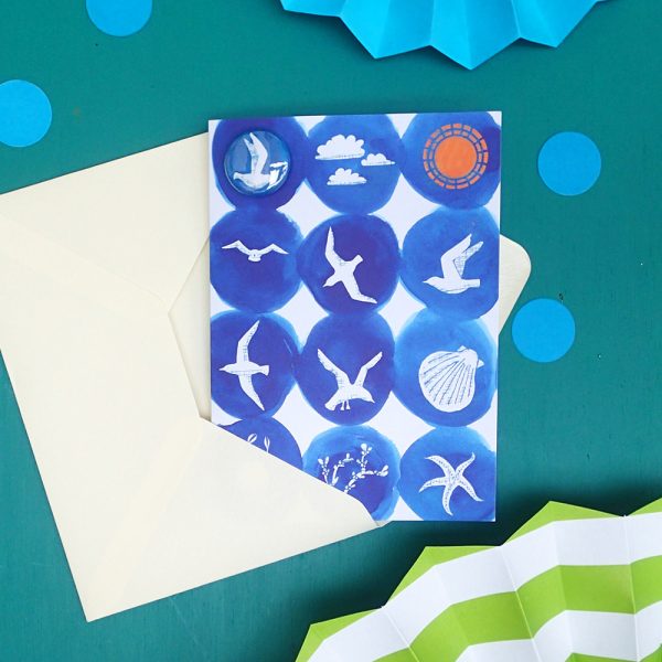 seaside and seagull badge card by the black rabbit