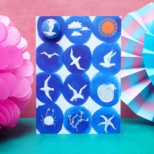seaside and seagull badge card by the black rabbit